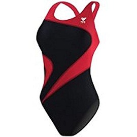 TYR Women's Standard Alliance T-Splice Maxfit Swimsuit, Black/Red, 30