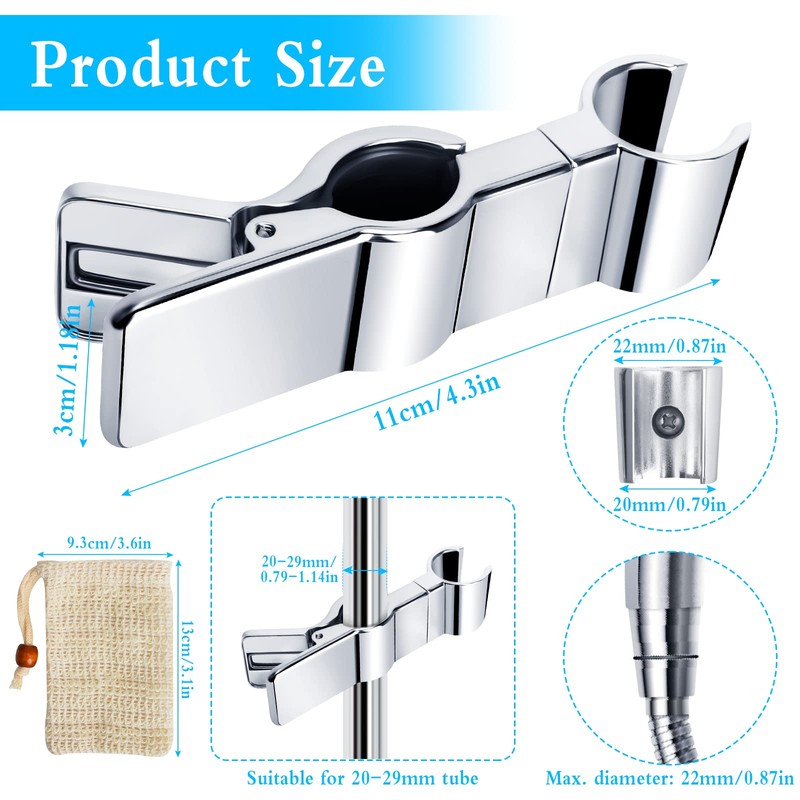 Lweiiws Shower Head Holder for Slide Bar Adjustable 20-29mm, Adjustable