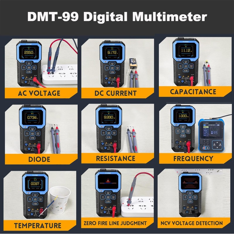 DMT-99 Digital Multimeter, 9999 Counts TRMS Multimeter Tester, Auto-Ranging AC/DC