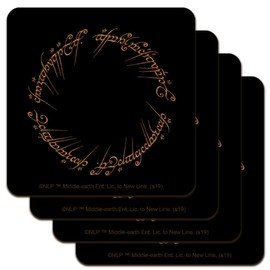 Lord of the Rings Mordor Script Low Profile Novelty Cork Coaster Set