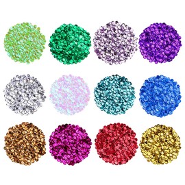 Naler 6000 Pieces 6MM Loose Sequins Cup Sequins Embroidery Sequins Iridescent Spangles for Crafts Sewing Wedding Christmas Decorations, 12 Colors