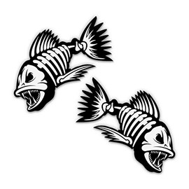 GT Graphics Express Fish Skeletons Set of 2-2.5" Each Vinyl Stickers - for Car Laptop Water Bottle Phone - Waterproof Decals