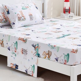 Ocharo - Juego de sábanas de 3 piezas para niños, juego de cama de microfibra suave, bolsillos profundos, ligeras, fáciles de lavar, transpirables, granjas de animales
