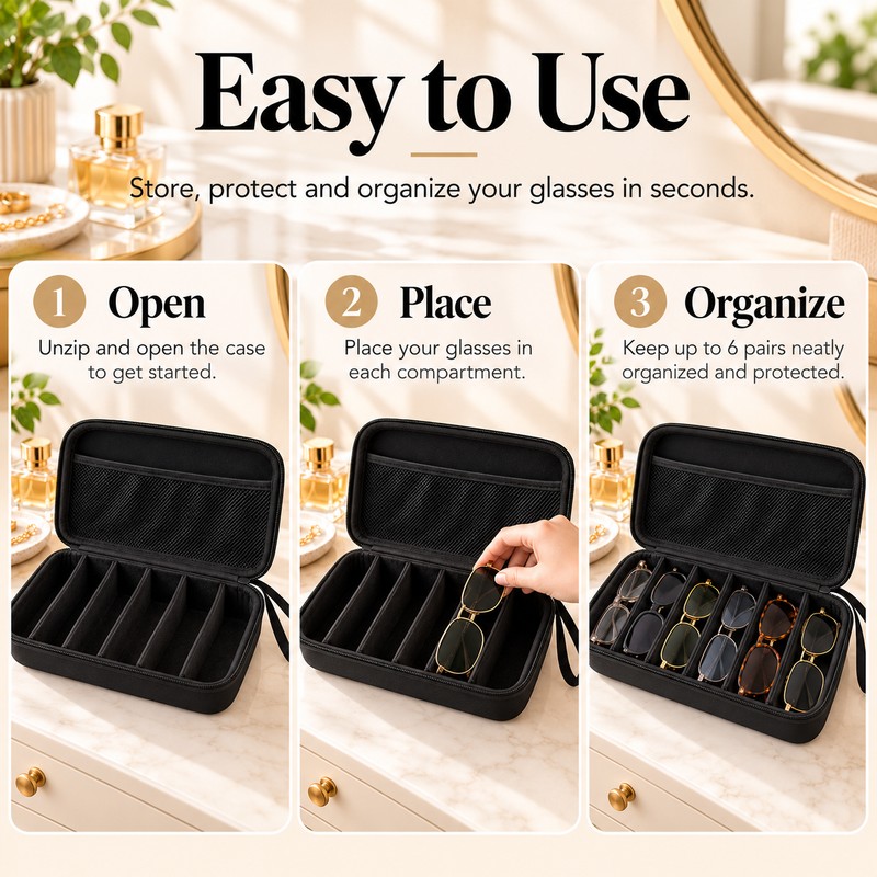 Eyeglass Storage Organizer for Multiple Pairs – 6 or 7
