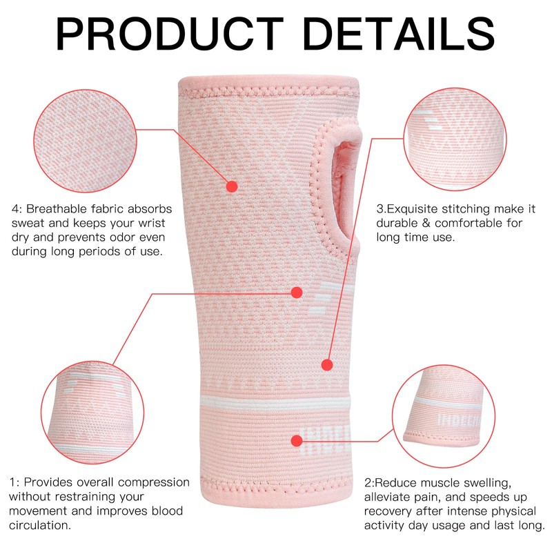 INDEEMAX Copper Wrist Compression Sleeve 1 Pair, Comfortable Hand Brace