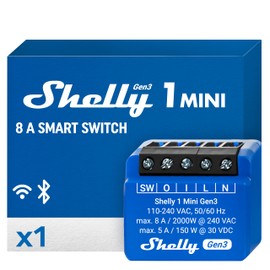 Shelly 1 Mini Gen3 | WiFi & Bluetooth Smart Switch Relay 1 Channel 8A | Home Automation | Compatible with Alexa and Google Home | iOS Android app | No hub required | Dry contacts