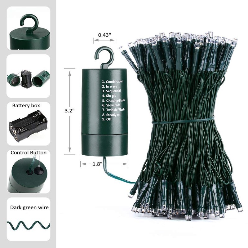 Toodour Battery Christmas Lights, 68.9ft 200 LED Christmas String Lights