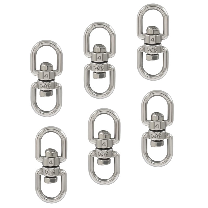 Rierdge 6 Pack Stainless Steel M4 Swivel Hook, Double Ended