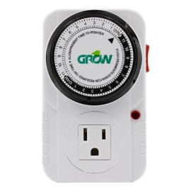 GROW1 120v Timer Single Outlet 24 Hour Grounded Heavy Duty 15 AMPS