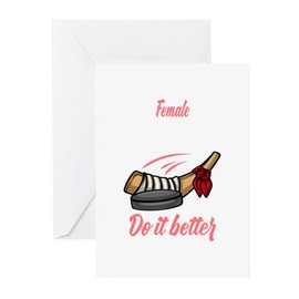 CafePress Ice Hockey Player Women Female Hock Greeting Cards Greeting Card (20-pack), Note Card with Blank Inside, Birthday Card Matte