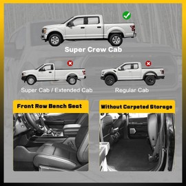 XTWEEX Floor Mats for Ford F-150 2015-2025 SuperCrew Cab(Rear Without Fold Flat Storage) Carpet Floor All-Weather Car Liners TPE Truck Mats - Front and Rear Rows, 3 Pieces, Black (Double Layer TPE)