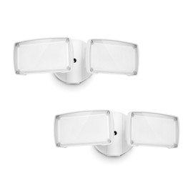 UME 2-Pack 19W Dusk to Dawn LED Security Light Outdoor, 2 Adjustable Head, 2000LM, 5000K, IP65 Waterproof, Super Bright Flood Light with Photocell for Garage,Yard,Exterior,Entryway(White)