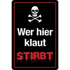 PC 300/413 Tin Sign with Skull Design 20 x 30 cm