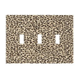 Nadoabtm Decorative Switch Plates Animal Print Leopard Print Yellow 3 Gang Wall Plate Triple Toggle Light Switch Cover Faceplate Electrical Wall Panels for Bedroom Bathroom Decor