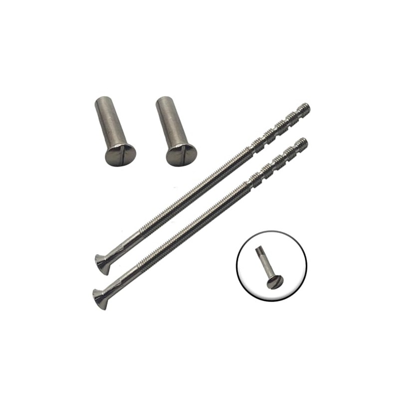 M4 x 90mm Slotted Door Handle Screws Chrome with Bolt