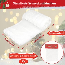 90 x 240 cm Christmas Snow Blanket, Artificial Snow Decoration, White Fluffy Fluffy Christmas Artificial Snow, Real and Soft, Christmas Artificial Snow Mat, Snow Decoration, for Winter Decoration