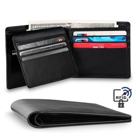 Mens Wallet Genuine Leather RFID Wallet Slim Mens Purse Bifold Credit Card Holder