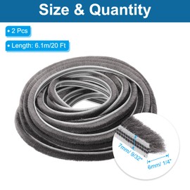 PATIKIL Brush Weather Stripping, 9/32" x 1/4" x 20 Ft Card-Slot Seal Strip Door Brush Stripping Non-Adhesive for Sliding Sash Door Window Wardrobe Seal