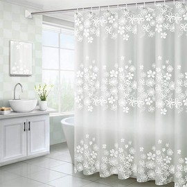 HORIWE Shower Curtains Mould Proof Resistant Waterproof Marble Bathroom Curtain Washable Bath Curtain with 12 Hooks(Translucent pattern, 180x200cm(71"x79"))