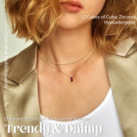 MILACOLATO Diamond Necklaces for Women 18K Gold Plated Emerald Birthstone Necklace for Women Mothers Dainty Gold Necklace Cubic Zirconia Pendant Necklace Birthday Jewelry January