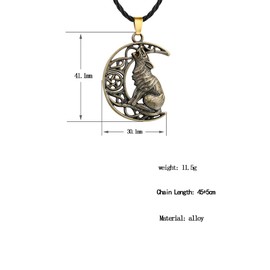 southbankstore Moon Wolf Necklace Pendant Vintage Norse Viking Wolf Head Necklace Choker Hollow Crescent Moon Statement Necklace for Women n Men Fashion Jewelry Gifts