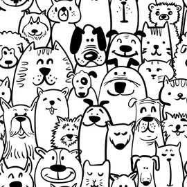 Ismoon Peel and Stick Wallpaper Black and White Contact Paper 17.3x118in Modern Dog Stick on Wallpaper Puppy Removable Self Adhesive Wall Paper for Kids Bedroom Vinyl Wall Decor