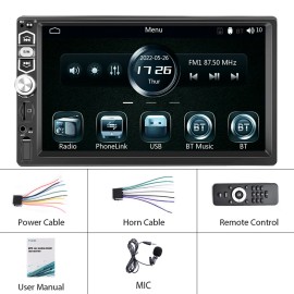Navitroey Single 1Din 7" Touch Screen Stereo Bluetooth Radio Car Apple/Android Carplay GPS
