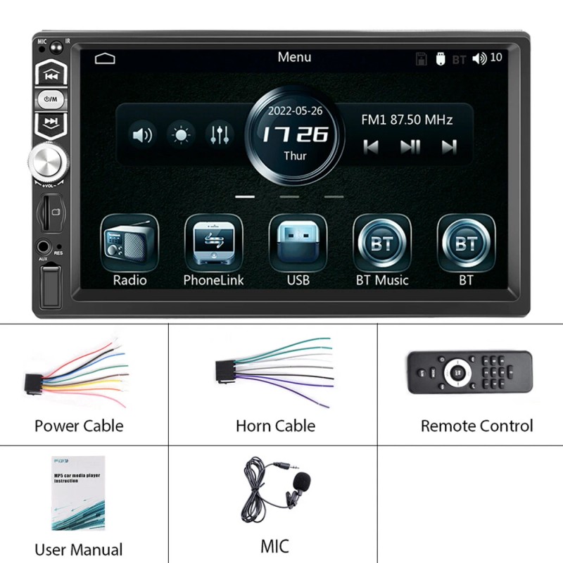 Navitroey Single 1Din 7" Touch Screen Stereo Bluetooth Radio Car
