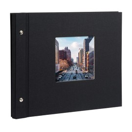 Goldbuch Photo Album Trend, Bella Vista, 30 x 25 cm, 40 Black Pages with Glassine Dividers, Extensible, Linen, Black 26977