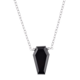 Natural Black Onyx Coffin Crystals Pendant Necklace, Coffin Cabochon Gemstone, Energy Healing Crystals, Birthday, Gift for Her, Gemstone Jewelry 18 inch AAA+ Quality (onyx)