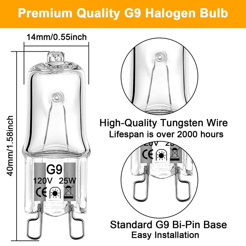 DUMILOO G9 Bulb, 12 Pack Crystal Clear Halogen Light Bulbs