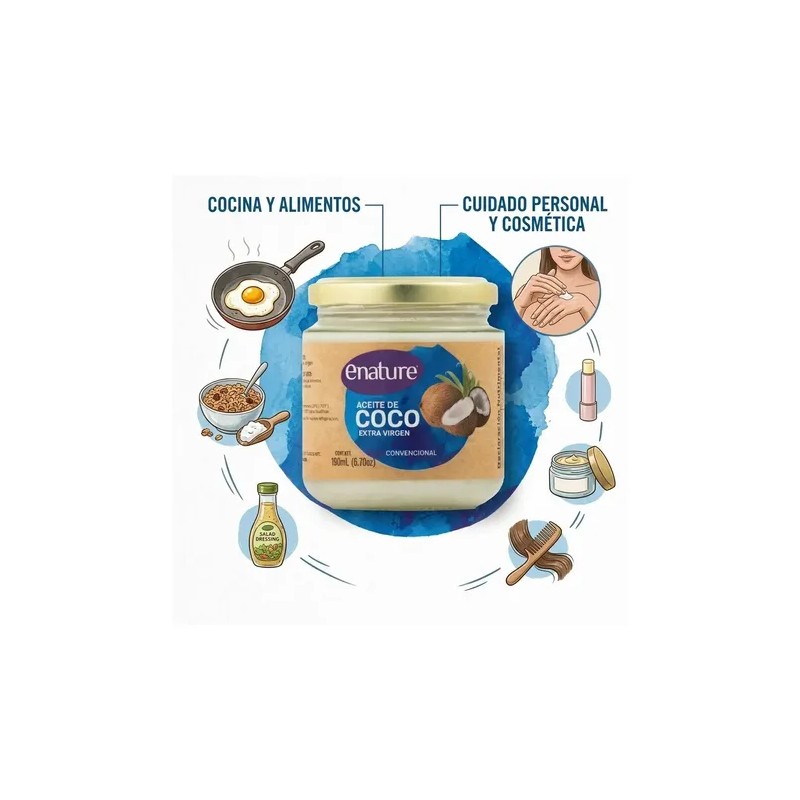 Aceite de Coco Extra Virgen Enature 190 mL Para Cabello,