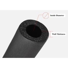 Unbranded 5 pieces Black Foam Rubber Pipe Tubing Heat and Cool Insulation 6 Foot Long - 1/2" Inches