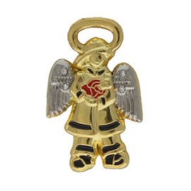 Sterling Gifts Firefighter Guardian Angel Pin (1) Fireman Wife Pin Gold