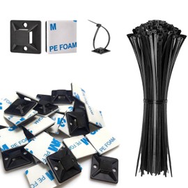 Kit de 50 piezas de montajes para bridas de cremallera con bridas de 6" y portacables cuadrados d...