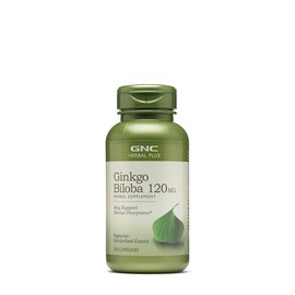 GNC Herbal Plus Ginkgo Biloba 120mg Supplement, Vegetarian, Supports Mental Sharpness, 100 Servings