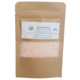 ATTIS Luxurious Bath Salt Soak with Neroli Essential Oil, Dead Sea Salt, Magnesium Flakes, Epsom Salt | Vegan | Hand made | Relaxing | Refreshing | Calming | Rejuvenating | (30g)