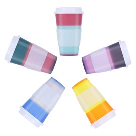 Chordobe Tazas calientes reutilizables que cambian de color, paquete de 5 tazas de café de plástico a granel de 16 onzas con tapas, vasos de viaje para niños y audlts (tazas cambiantes de color)