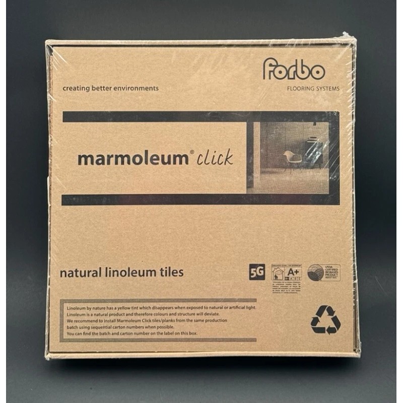 FORBO Marmoleum Click “CONCRETE” - 7 Natural Linoleum Square Tiles
