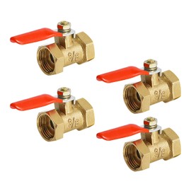 Aopin Ball Valve Brass G 3/8" Female Thread x G 3/8" Female Thread Valve Blocks Water, Oil, Gas Liquids, Vinyl Handle, Suitable for PEX, Copper, HDPE4 Pcs