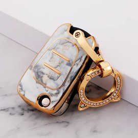 ontto Tie-dye TPU Car Key Fob Cover fit for Hyundai iX20 iX35 i20 i30 i35 Elantra Kia Ceed Sportage Rio Sorento 3 Buttons Flip Key Case Keyring Remote keychain key Holder accessories Gray