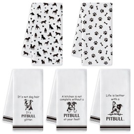 R HORSE Pitbull Kitchen Dish Towel - 5Pcs Cute Pitbull Cleaning Dishcloth Animal Dog Absorbent Bar Quick Dry Hand Towel Tea Towels for Women Housewarming Birthday Bathroom Kitchen Home Decors
