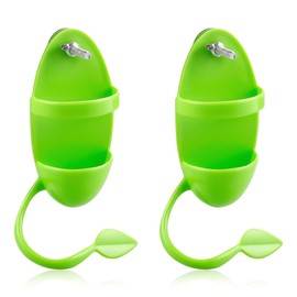 Lotsdonxia 2 Pcs Bird Cuttlebone Feeders with Perches - Non-Toxic Easy Fit Secure Plastic Holders for Parrots, Budgies & Small Birds (Green)