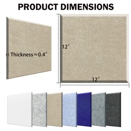SHJADE Square Acoustic Panels Self-Adhesive, 12 Pack 12" X 12" X 0.4" Sound Absorbing Panels, High Density Soundproofing Wedge Tiles(Camel)