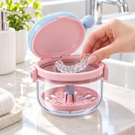 Rotating Retainer Case for Oral Appliance Storage – Drainable Ventilated Holder for Aligners, Dentures & Braces