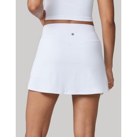 UNISSU Hugcurve Tennis Skirts for Women with Inner Pockets High Waisted Athletic Skorts for Running Golf Workout Sports White Medium