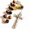 elegantmedical 10MM Tiger Eye Beads Catholic Prayer one decade rosary