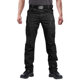Hiwise Men's Ripstop Tactical Pants Water Resistant Stretch Cargo Pants Lightweight EDC Hiking Work Pants (Black, 34WX32L)