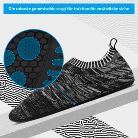 Sosenfer Unisex Slippers, Comfortable Non-Slip, Slip-On Flat Slippers, Cosy, Black / Grey, 40 EU