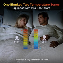 WOOMER Electric Blanket Queen Size 84" x 90", Heated Blanket with 0.5-12 Hours Timer & 10 Heating Levels, ETL Certified, White Velvet & Sherpa, Machine Washable